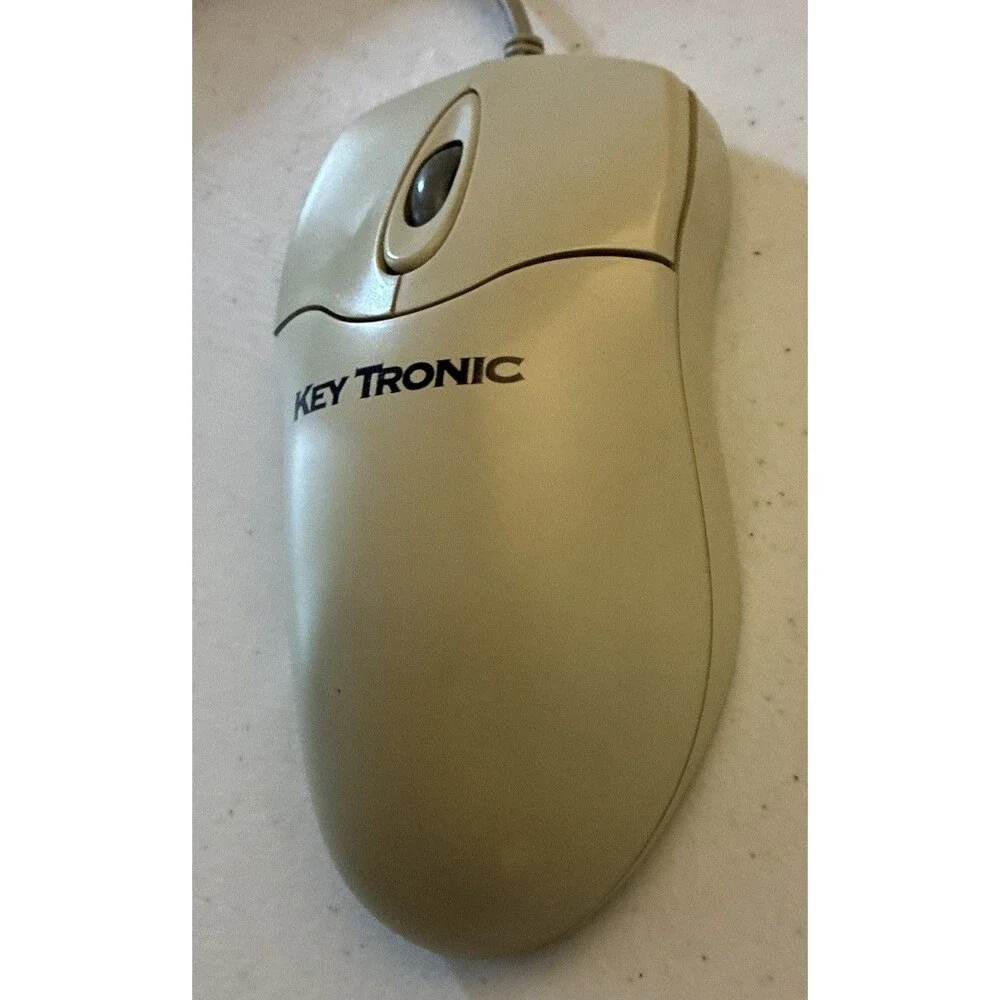 Vintage Key Tronic P801 PS2 3 Button Ball Mouse Scroll Wheel Wired